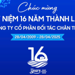 CHÚC MỪNG 16 NĂM THÀNH LẬP CÔNG TY CỔ PHẦN ĐỐI TÁC CHÂN THẬT